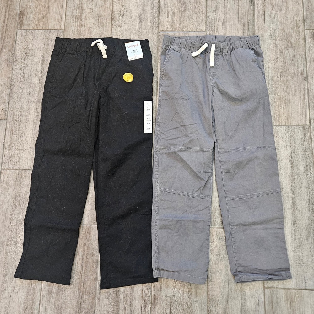 Cat & Jack Pants Kids 14 & Husky‎ Lot of 2 Reinforced Knee Play Durable Stretch